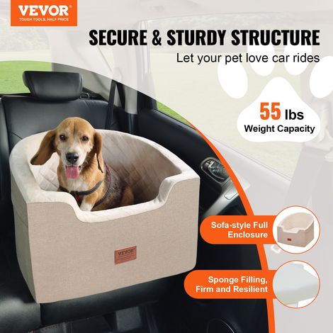 Siège auto pour chiens petits et moyens 25 kg, siège rehausseur imperméable pour chien, poche de rangement, laisse de sécurité à cl… (1/5)