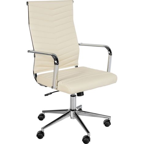Sedia da ufficio in ecopelle Canby crema