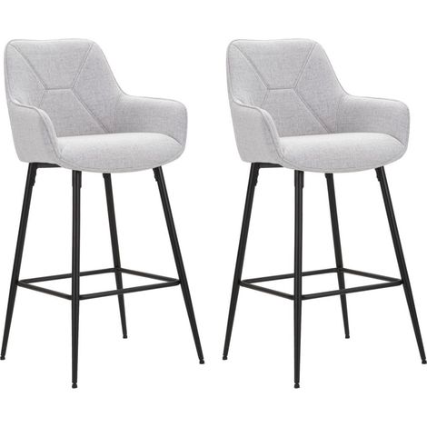 Set 2 Sgabelli Bar 55x109x55 cm in Tessuto Grigio/Nero (1/5)