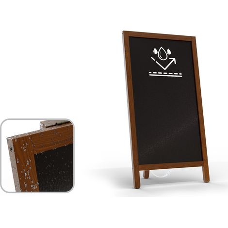 Allboards – Chevalet stop-trottoir pliable étanche – Surface à craie 65x38 cm – Cadre en bois verni pour extérieur – Léger et transportable