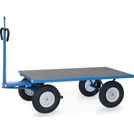 fetra Chariot à plateau 6405PZ avec œillet de traction bleu poudré