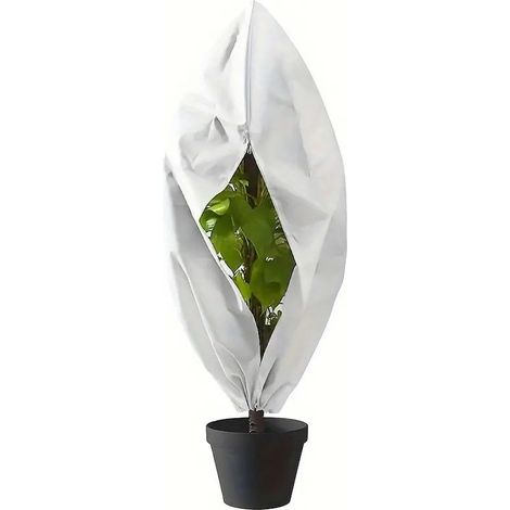 Funda protectora contra heladas para plantas - Funda de invierno para plantas - con cordón y cremallera - 80 cm x 100 cm Blanco (1/5)