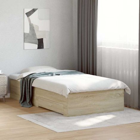 Bettgestell mit Schubladen Sonoma-Eiche 100x200cm Holzwerkstoff (1/5)