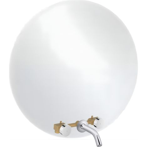 Espejo LED redondo de 3 orificios + mezclador de lavabo empotrado de 3 orificios JACOB DELAFON Grands Boulevards cromado