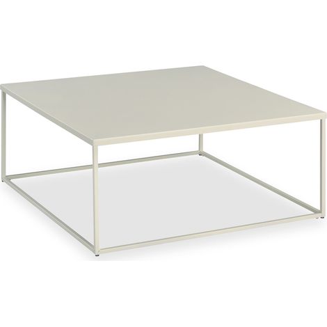 Idimex – Table basse carrée en métal laqué beige – Dimensions 80 x 80 cm – Design minimaliste et moderne – Piétement stable en métal