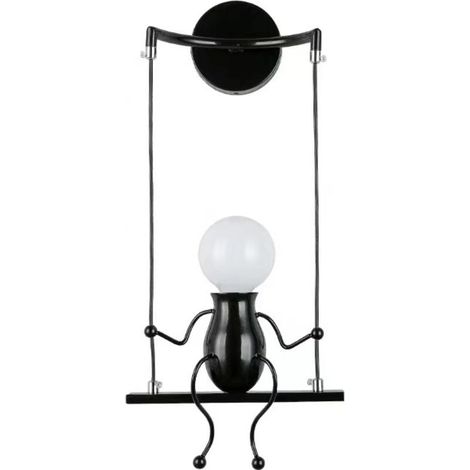 Moderne Lampe Murale Applique Créatif Simplicité Design Petite Personne Créatif E27 Luminaire Noir pour Chambre d'enfant Couloir Décoratives Eclairage Cuisine Loft Bar (1/5)