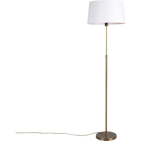QAZQA Lampada da terra parte fl - Rustico - Tessuto,Acciaio - Bianco/Bronzo - Tondo/Oblungo/Cilindro Max. 1 x Watt (1/4)