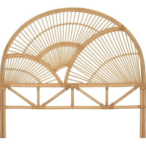 Vente-Unique – Tête de lit 140 cm en rotin naturel – Design artisanal – Dimensions 145 x 130 x 4 cm – Livrée montée pour 2 places (1/5)