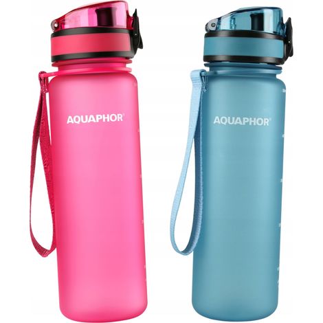 Lot de 2 bouteilles filtrantes Aquaphor City 0,5 L, bleue et rose (1/5)