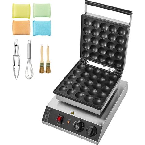 Machine à Poffertjes Néerlandais, 25 Pièces Ø43mm, 1700W, Gril Électrique Commercial, Acier Inoxydable Antiadhésif, Contrôle Température & Temps, Maison & Restaurant (1/5)