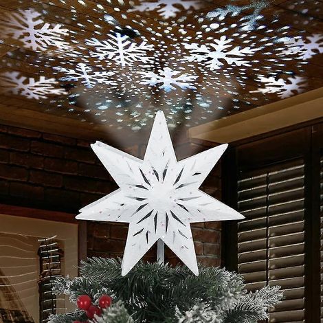 Weihnachtsbaumspitze in Sternform, 3D-beleuchteter 7-zackiger Stern, weißer Weihnachtsbaumstern mit (1/5)