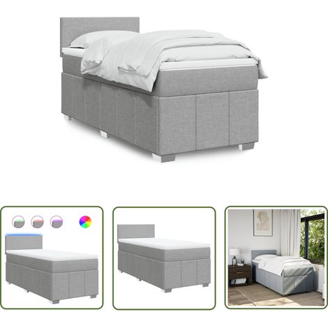 vidaXL Boxspringbett mit Matratze Hellgrau 90x200 cm Stoff (1/5)