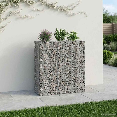 Gabionen Hochbeet 2 pcs Silber 130 x 50 x 150 cm