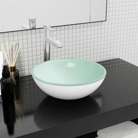 Lavabo Verre trempé - Vasque à poser Lavabo à poser 35x12 cm Blanc BV745591 - BonneVie (1/4)
