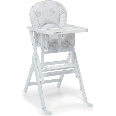 Foppapedretti Seggiolone IlSediolone, Made in Italy, per bambini, Chiudibile con Struttura in Legno Massiccio Posizionabile a 2 Altezze, Savanzalino Ribaltabile, Schienale Regolabile, Bianco (1/4)