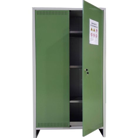 Prometal – Armoire de sécurité en tôle galvanisée – Dimensions 100x40x179 cm – Étagères perforées et système de ventilation – Serrure à clé