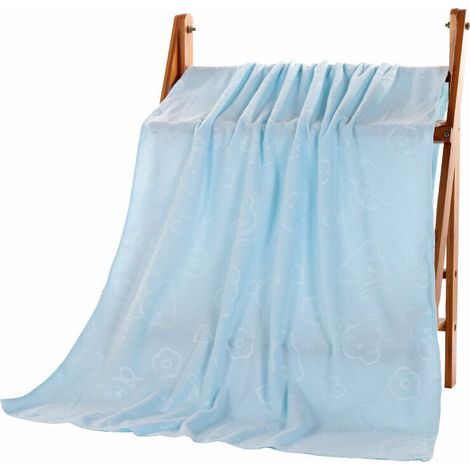 1 pc Bain Grande Serviette Ultra-Fine Cellulose Dessin Animé Maison Portable Séchage Rapide Gym Yoga,bleu clair,70140cm (1/5)