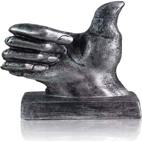Statue décorative de main en résine argentée, sculpture de doigt design moderne (1/4)