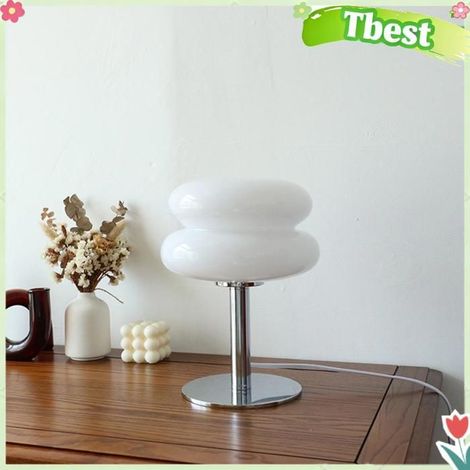 Tbest Lampe de table tarte aux œufs Lampe de Table en forme de tarte aux œufs pour filles, luminaire poser Bouton Bouton USB (1/2)