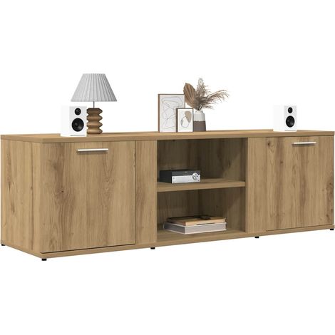 Meuble TV chêne artisanal 120x34x37 bois d'ingénierie (1/5)