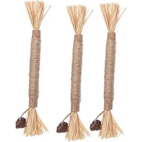 Bâtonnets dentaires Purriq Natural Silvervine pour chats – 3 pièces, nettoyage des dents et jouet à mâcher (convient aux chats d'intérieur) (1/5)
