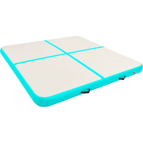 Tapis gonflable de gymnastique avec pompe 200x200x15cm PVC Vert