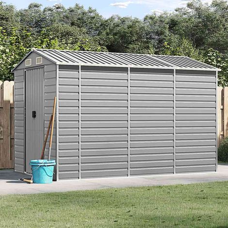 Abri de jardin-Remise Cabane pour outils gris clair 191 x 300 x 198 cm en acier galvanisé (1/5)