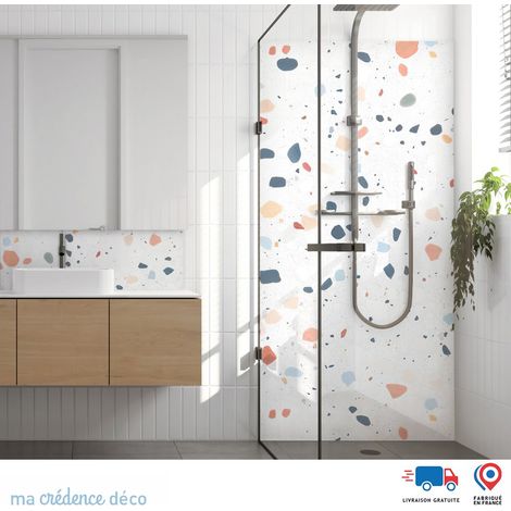 Panneau de douche : Terrazzo graphique 3 - Couleur Beige sable 148C - Alu composite - 90 - 245 (1/4)