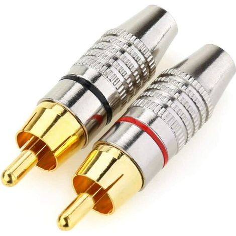 Lot de 2 connecteurs RCA mâles pour haut-parleur audio vidéo et multimédia et vidéosurveillance (1/5)