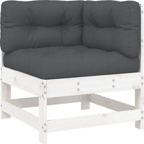 Canapé de jardin,Canapé d'angle avec coussins blanc bois de pin solide CFW307027 (1/5)