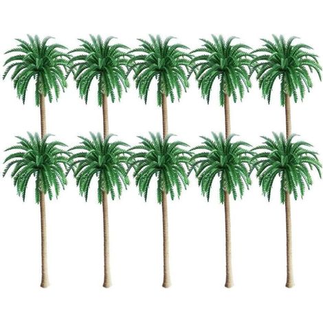 10 Pièces Modèle Cocotier Palmier Arbre du Modèle de Paysage, Un paysage verdoyant paysage modèle Palm arbres Scenery, Cocotier Palmier Miniature Plante Pots Bonsaï Artisanat Mini Paysage Paysage (1/4)