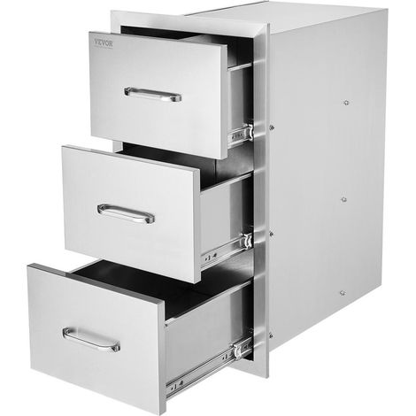 Rangement pratique pour barbecue, tiroir inox de cuisine d'extérieur avec 3 niveaux et rails coulissants (1/5)