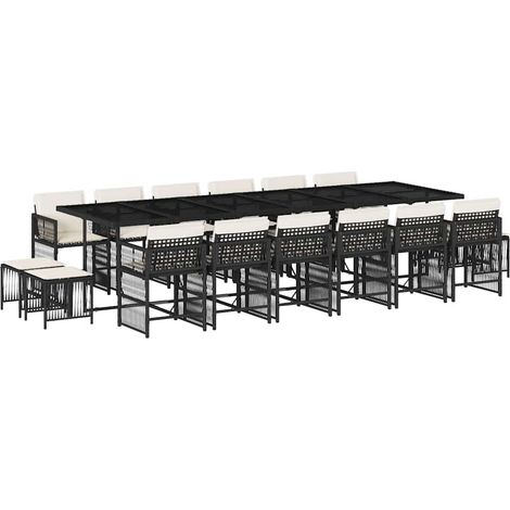 vidaXL Tavolo da giardino -  Set da Pranzo da Giardino 17 pz con Cuscini Nero in Polyrattan (1/5)