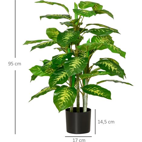 Plante artificielle Aglaonema, 95 cm, 42 feuilles, décoration verte pour la maison ou le bureau (1/5)