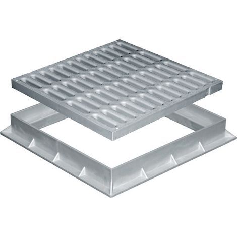 Grille de sol PVC renforcée avec cadre anti-choc 300 x 300 mm - Résistance 41 KN - Gris - First Plast (1/4)
