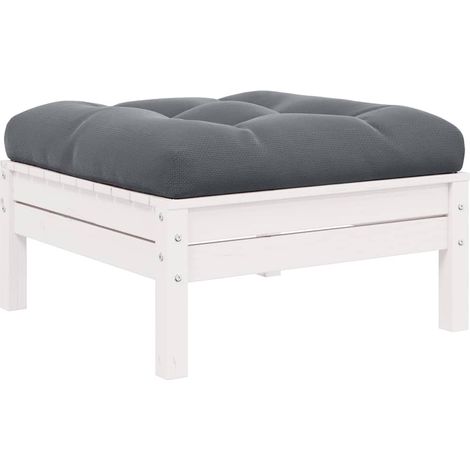 vidaXL Repose-pied de jardin avec coussin anthracite Bois de pin blanc (1/5)
