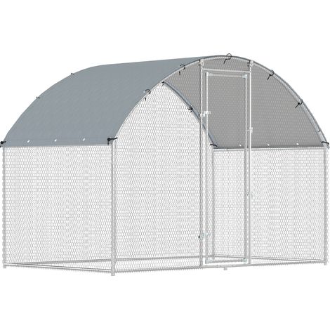 Pollaio per Galline da Esterno 280x170x190 cm con Tetto Impermeabile e Serratura in Acciaio Zincato Argento (1/5)