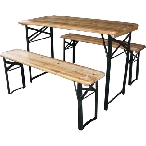 set birreria da giardino pieghevole eurogarden in legno 200x70 cm (1/4)