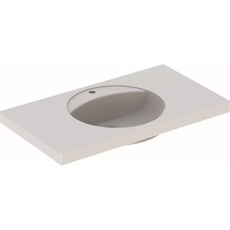 Geberit Preciosa Lavabo con repisa, 100x55cm, orificio central para grifería, sin rebosadero, Blanco
