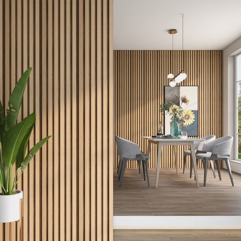 Panel revestimiento pared 270x12.2x2 cm alistonado efecto madera poliestireno Calora Wide Line Natural (0.33 m²)
