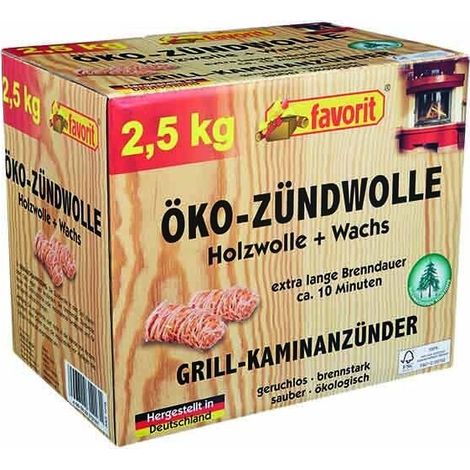 Favorit Öko-Anzündwolle 2,5kg Grillanzünder & Holzkohle (1/4)