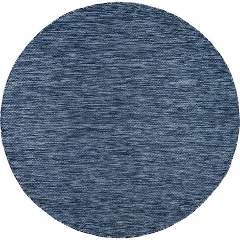 Teppich Outdoor Wohnzimmer Esszimmer Balkon Wetterfest 80 cm x 80 cm Dunkelblau Rund (1/5)