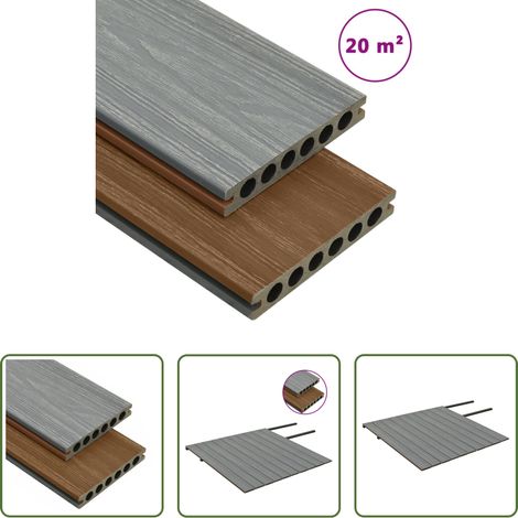 Panneau de terrasse - Panneaux de terrasse et accessoires WPC Marron/gris 20 m² 2,2 m (1/5)
