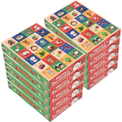 Boîtes De Calendrier De L'avent Avec Compte À Rebours De Noël 10 Pièces 24 Grilles Calendriers De L'avent Vides Pour Remplir Des Boîtes En Papier Bricolage Surprises Pour (1/4)