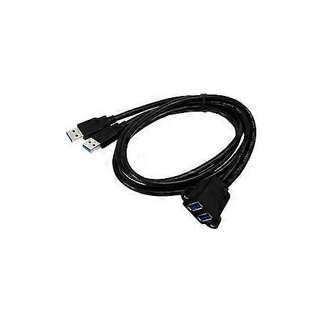 Câble d'extension USB 3.0 double USB 3.0 mâle vers femelle avec trous de fixation pour panneau à vis, câble de données d'extension USB 3.0 5 Gbit/s (0,3 m) (1/5)