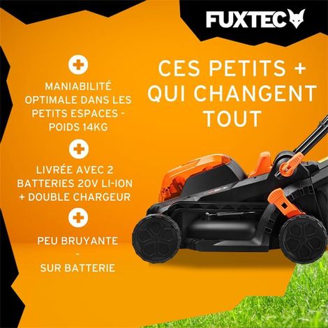 Tondeuse gazon batterie 40V (2X20V) - FUXTEC FX-E1RM20 - largeur 33cm 2 batteries Li-Ion 2Ah, double chargeur 2,4A, bac 35L — vue 3