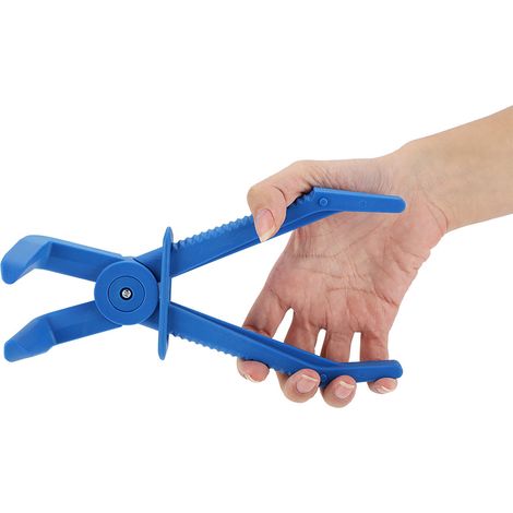 Kit de 3 pinces flexibles en plastique pour tuyaux de frein, carburant et eau (bleu) (1/5)