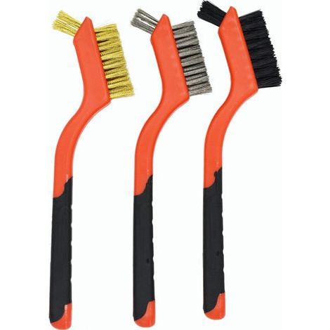 Lot de 3 brosses métalliques multifonctions en acier inoxydable et poils en nylon pour enlever la rouille, nettoyer les joints et nettoyer les grilles de barbecue (1/4)