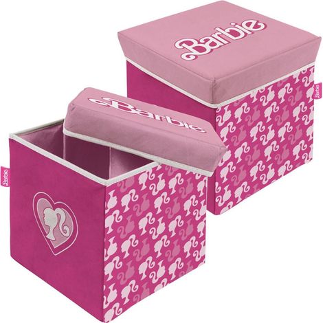 Barbie Pouf Sedile Porta Oggetti in Tessuto