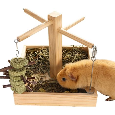 Mangiatoia per conigli in legno Ciotola in legno per interni per piccoli animali (1/5)